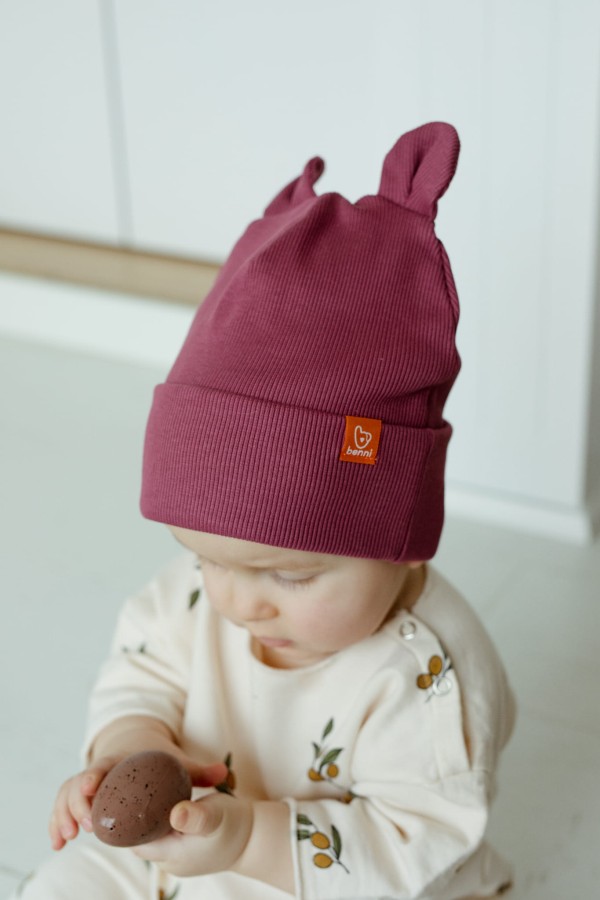 Czapka Puchatka - wrzos / cyklamen / Benn