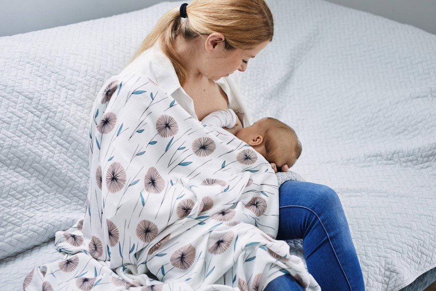 Otulacz bambusowy Flowers 120x120 / Pink no More