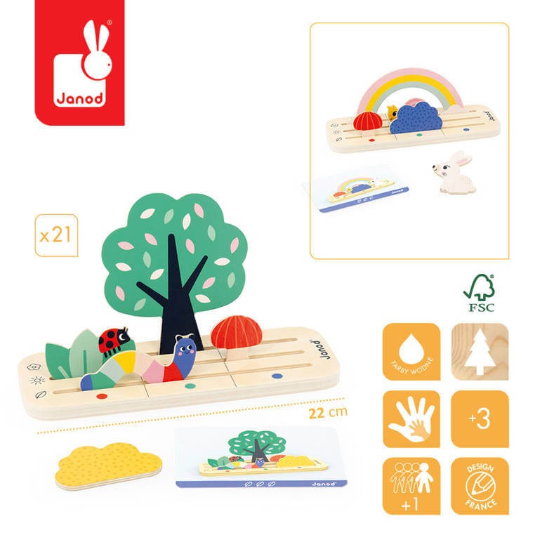 Drewniana układanka Orientacja w przestrzeni Ogród 3+ / Janod J05077