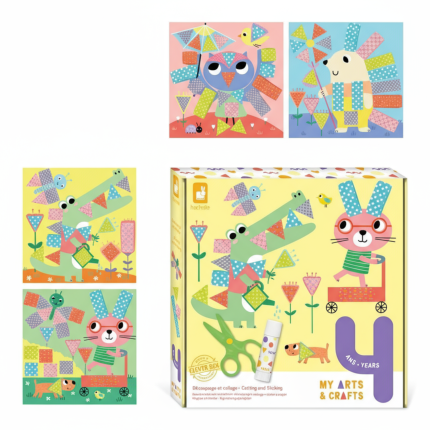 Zestaw kreatywny - Wycinanki przyklejanki My arts & crafts 4+ / Janod J07743