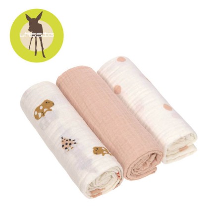 Muślinowy otulacz-kocyk z biobawełny 85x85cm - Little Mateys spicy orange, 3 szt. / Lassig 1312001856