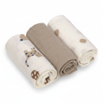 Muślinowy otulacz-kocyk z biobawełny 60x60cm - Little Mateys royal blue, 3 szt. / Lassig