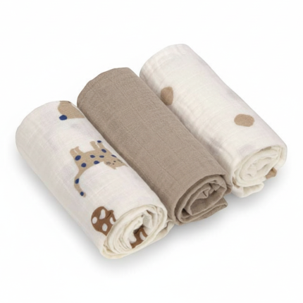 Muślinowy otulacz-kocyk z biobawełny 60x60cm - Little Mateys royal blue, 3 szt. / Lassig 1312001856