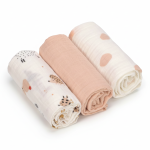 Muślinowy otulacz-kocyk z biobawełny 60x60cm - Little Mateys spicy orange, 3 szt. / Lassig