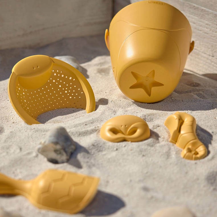 Zestaw 5 zabawek do piasku Water Friends - żółty / Lassig