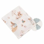 Otulacz lekki kocyk bambusowy Saint-Tropez Blue z frędzlami 120x100 cm / Samiboo