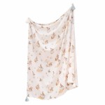 Otulacz lekki kocyk bambusowy Saint-Tropez Blue z frędzlami 120x100 cm / Samiboo