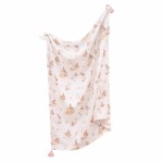 Otulacz lekki kocyk bambusowy Saint-Tropez Pink z frędzlami 120x100 cm / Samiboo