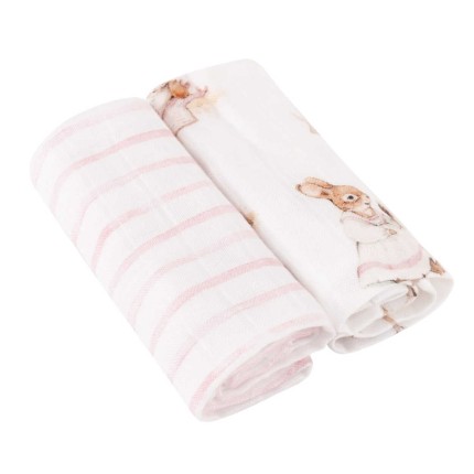  Zestaw pieluszek bambusowych o splocie muślinowym Saint-Tropez Pink 50x50 2 szt. / Samiboo