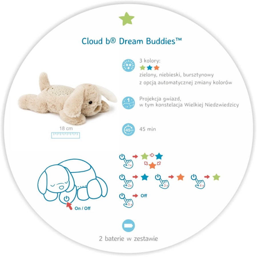 Dream Buddies - Lampka nocna Piesek Patch / Cloud b