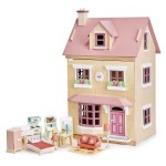 Drewniany trzypiętrowy domek dla lalek z wyposażeniem - Foxtail Villa / Tender Leaf Toys
