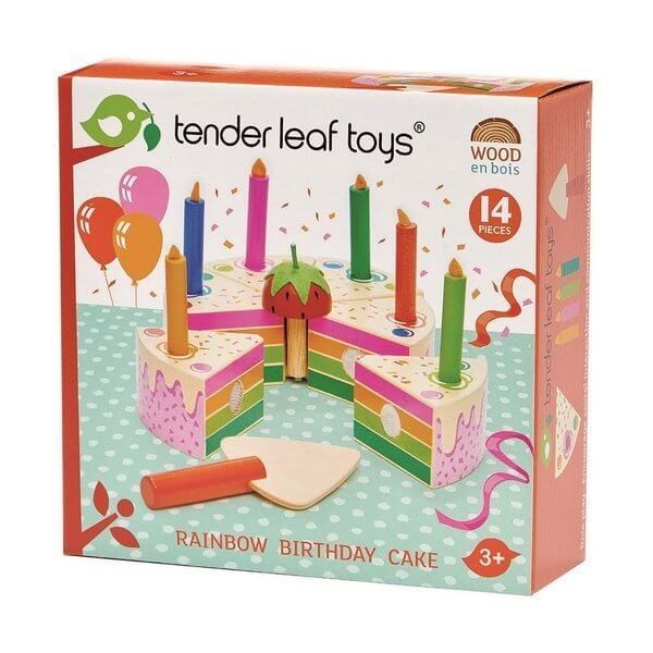 Tęczowy, drewniany tort urodzinowy/ Tender Leaf Toys