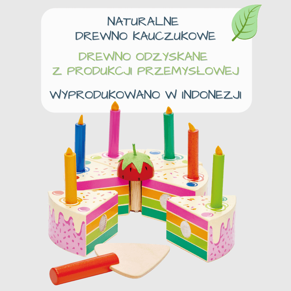 Tęczowy, drewniany tort urodzinowy/ Tender Leaf Toys