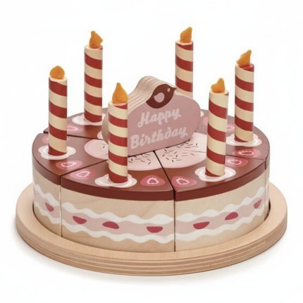 Czekoladowy, drewniany tort urodzinowy / Tender Leaf Toys