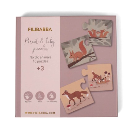 Puzzle Mama i dziecko Nordic animals / Filibabba FI-02173