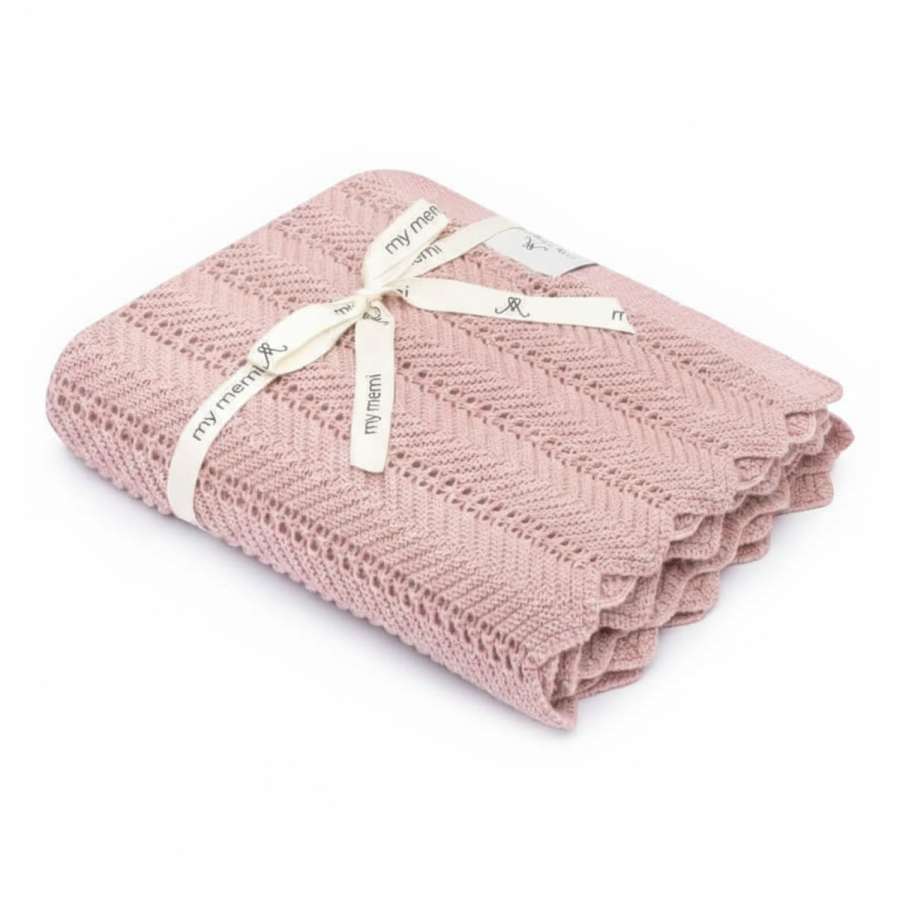 Bambusowy kocyk powder pink 80x100 - feather / My Memi