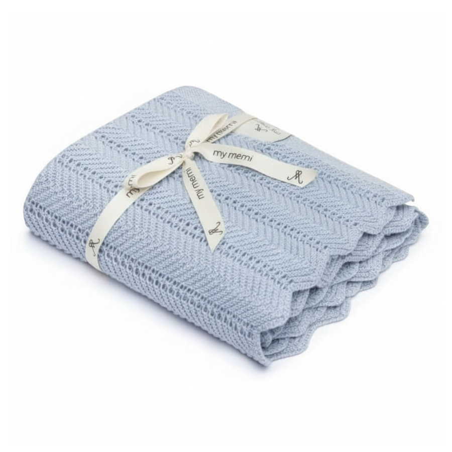 Bambusowy kocyk baby blue 80x100 - feather / My Memi