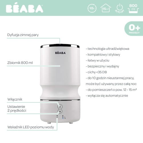 Ultradźwiękowy nawilżacz powietrza White / Beaba