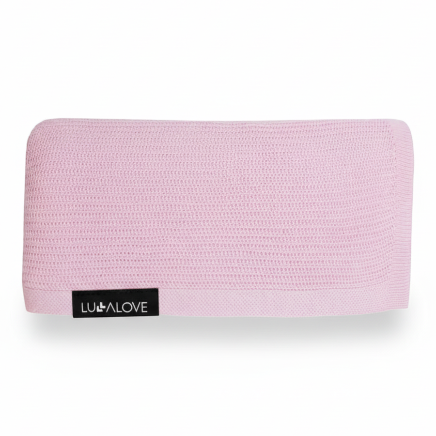 Lekki, dzianinowy kocyk - mgiełka Róż