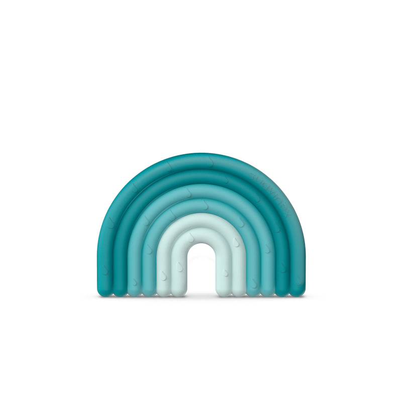 Gryzak silikonowy tęcza - niebieska / Suavinex
