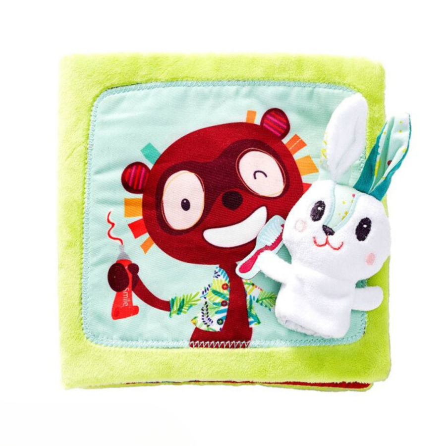 Książeczka z mini-pacynką wielofunkcyjna Królik dentysta 6 m+ / Lilliputiens