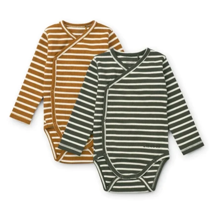 Body niemowlęce Hali  2-pak – Stripe: Hunter green multi mix / Liewood