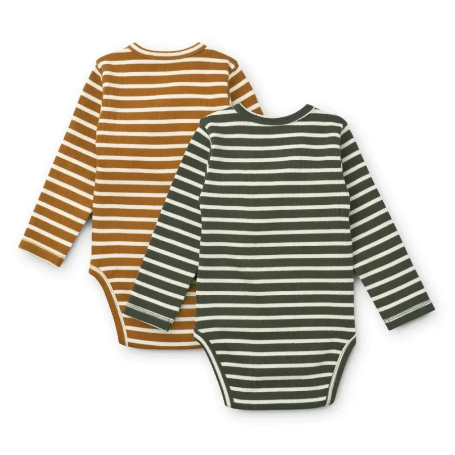 Body niemowlęce Hali  2-pak – Stripe: Hunter green multi mix / Liewood