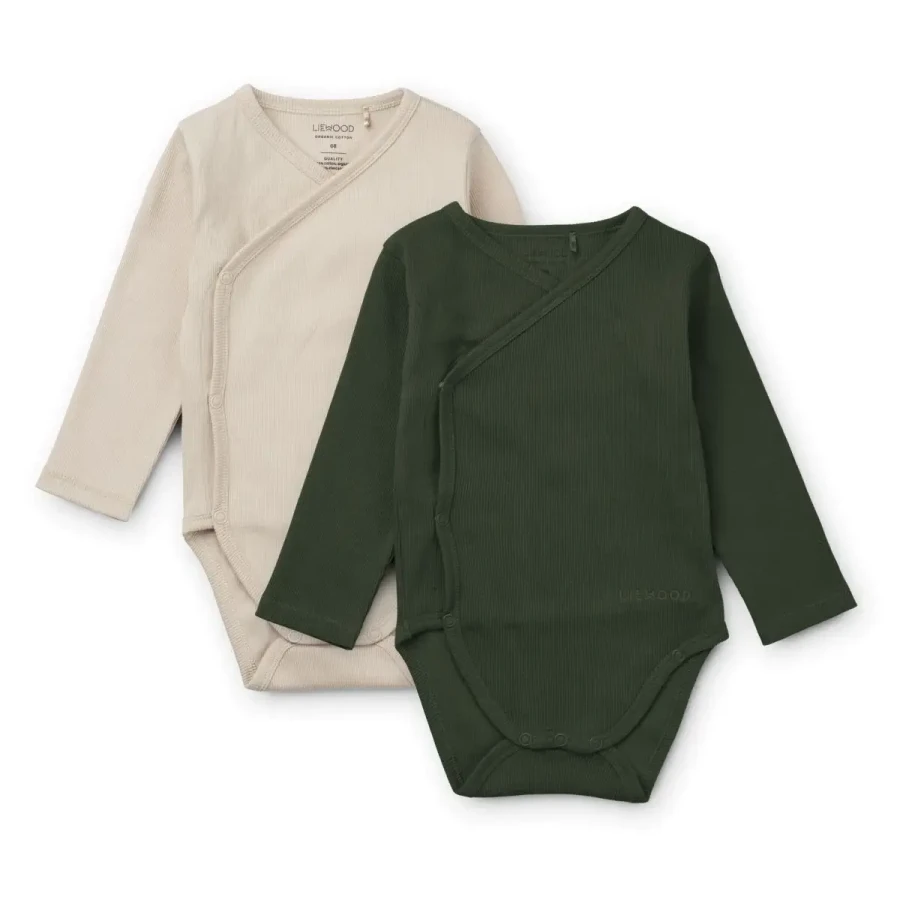 Body niemowlęce Hali  2-pak – Hunter green, sandy mix / Liewood