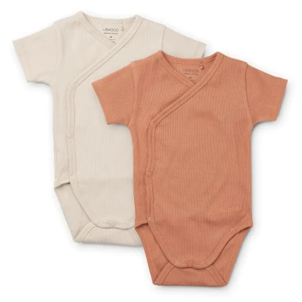 Body niemowlęce z krótkim rękawem Hali 2-pak – Tuscany rose, sandy / Liewood
