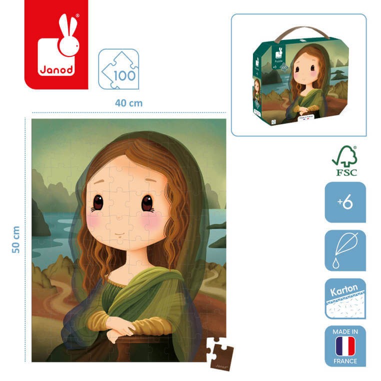 Puzzle w walizce Obraz inspirowany twórczością da Vinci 100 elementów 6+ / Janod J02579