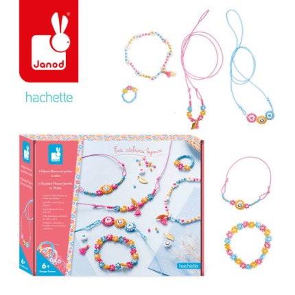 Zestaw kreatywny do tworzenia biżuterii Kwiatki z koralików 6+ / Janod J07998