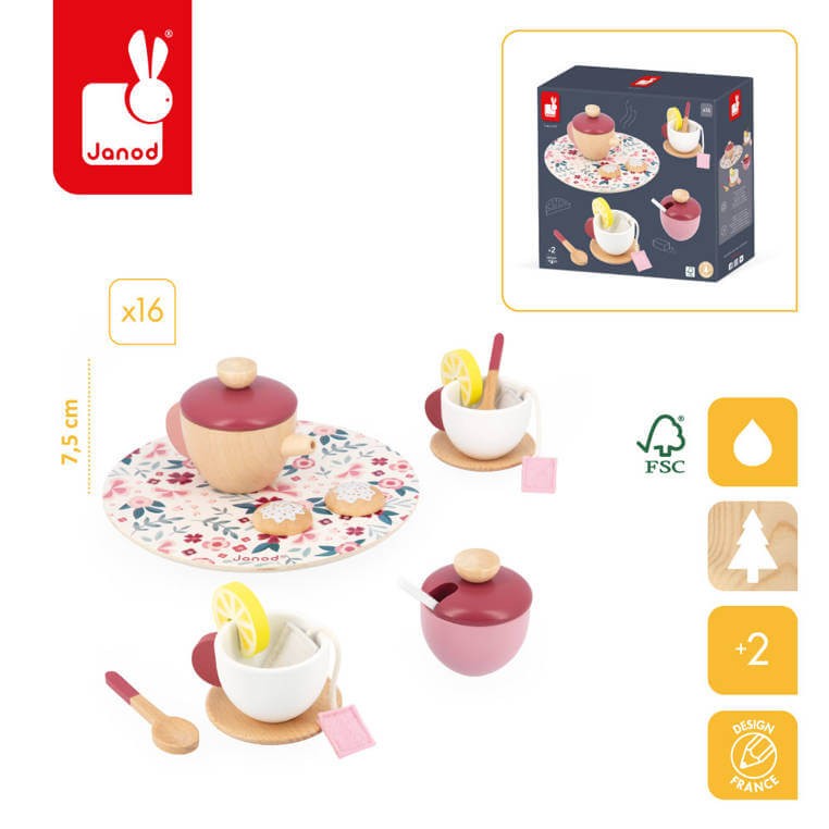 Drewniany zestaw do herbaty Twist 2+ / Janod J06631