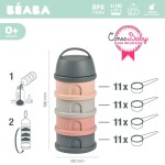 Pojemniki na mleko w proszku 4 komory mineral grey - pink  / Beaba