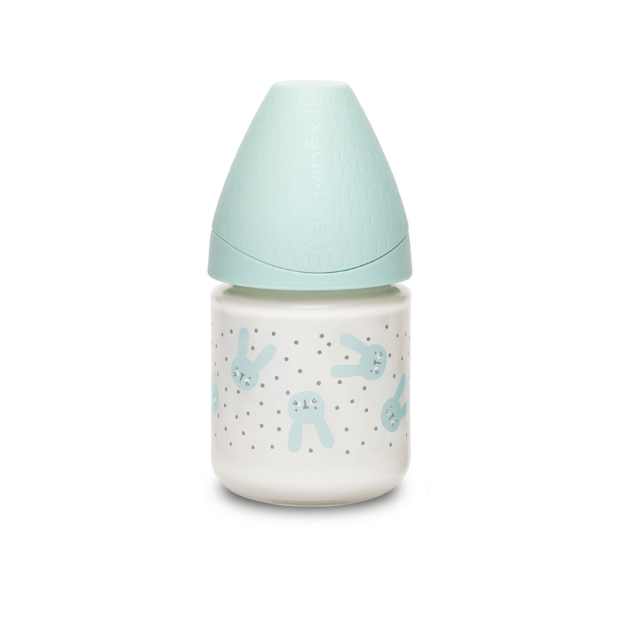 Butelka szklana Hygge Baby 120ml - Królik miętowy / Suavinex