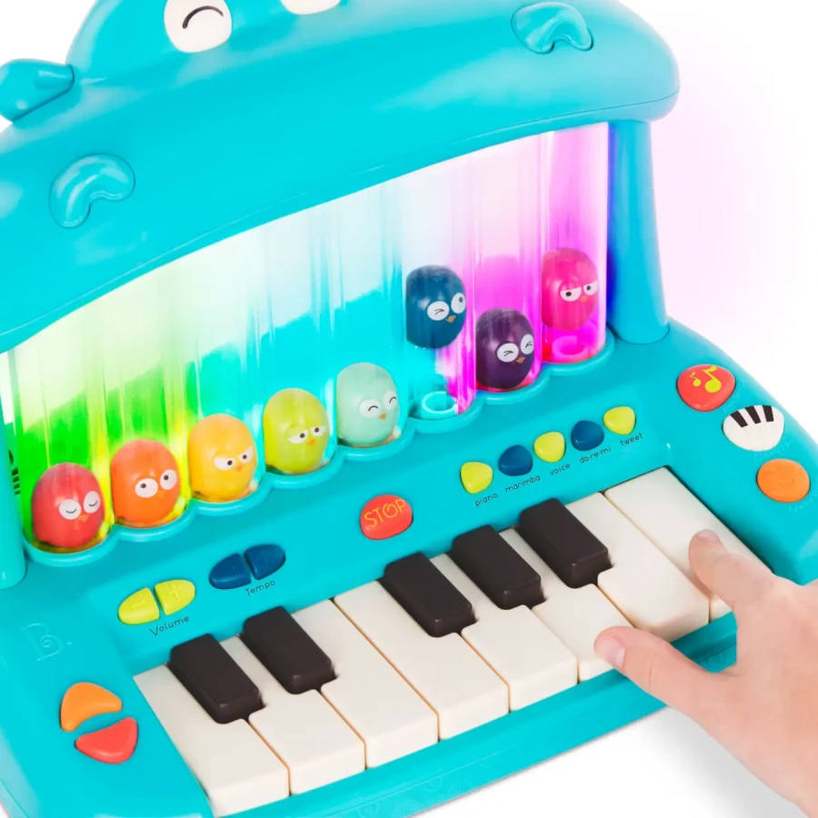 Keyboard ze skaczącymi ptaszkami - Hippo Pop Play Piano / B.Toys