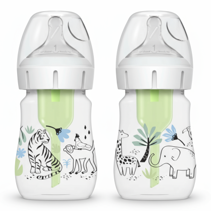 2 szt. butelek do karmienia niemowląt 150 ml, szeroka szyjka - dżungla /  Dr Brown's