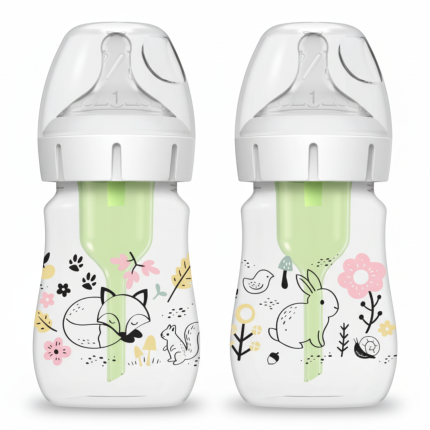 2 szt. butelek do karmienia niemowląt 150 ml, szeroka szyjka - las  /  Dr Brown's