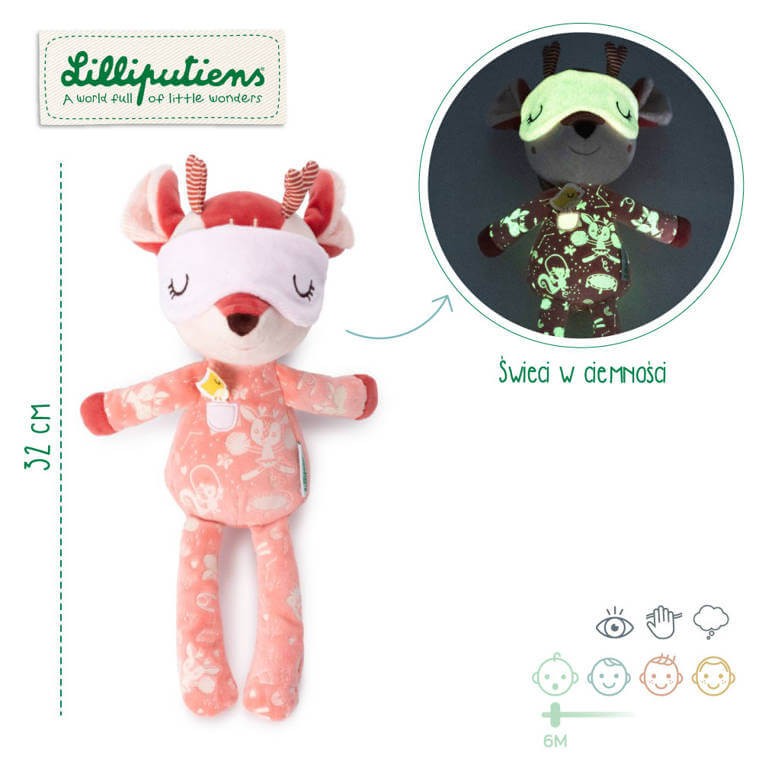 Przytulanka do spania z elementami fluorescencyjnymi Sarenka Stella 6m+ / Lilliputiens