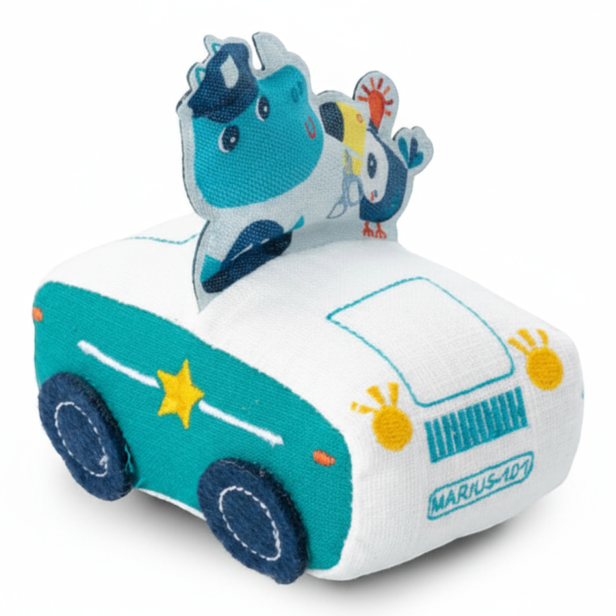 Miękkie auto z napędem pull-back Nosorożec Marius 18 m+ / Lilliputiens