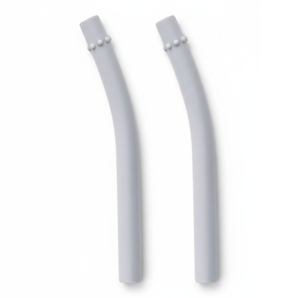 Zestaw uzupełniających silikonowych słomek do kubeczka Mini Cup 2 szt. pastelowa szarość / EZPZ