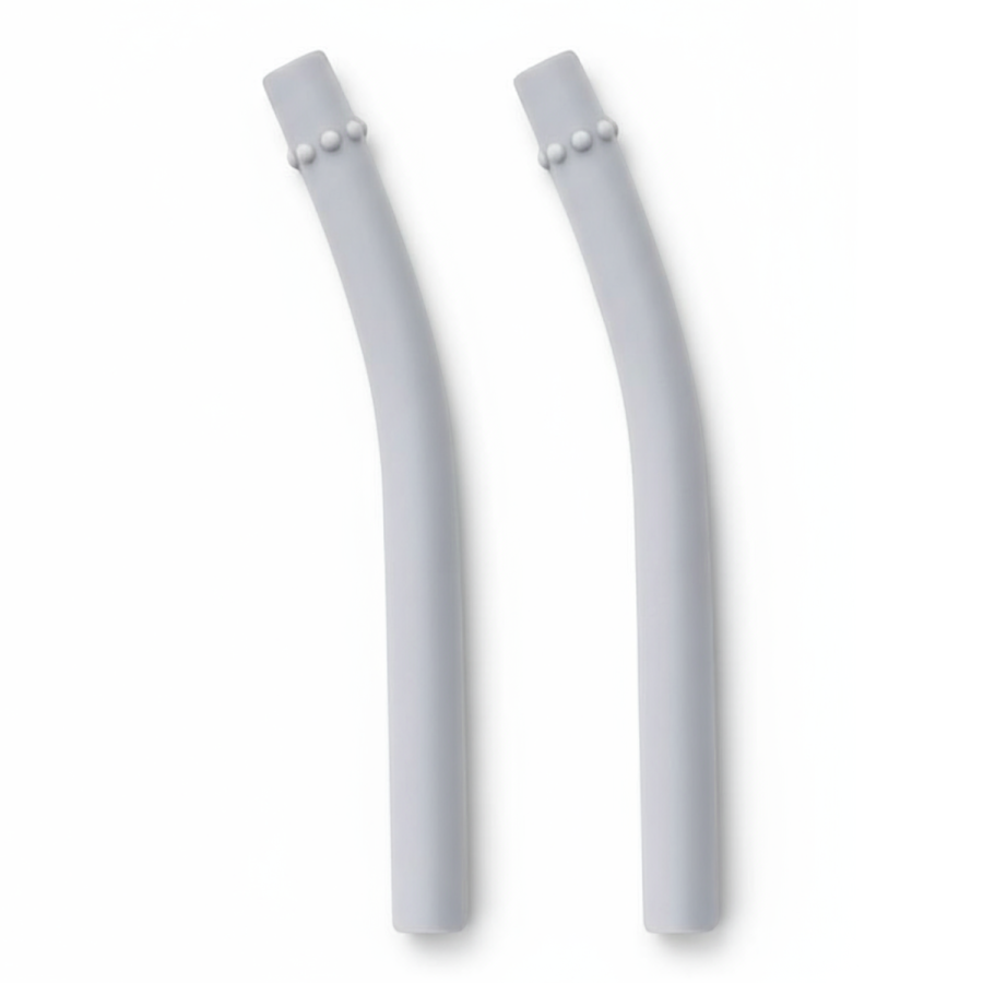 Zestaw uzupełniających silikonowych słomek do kubeczka Mini Cup 2 szt. pastelowa szarość / EZP