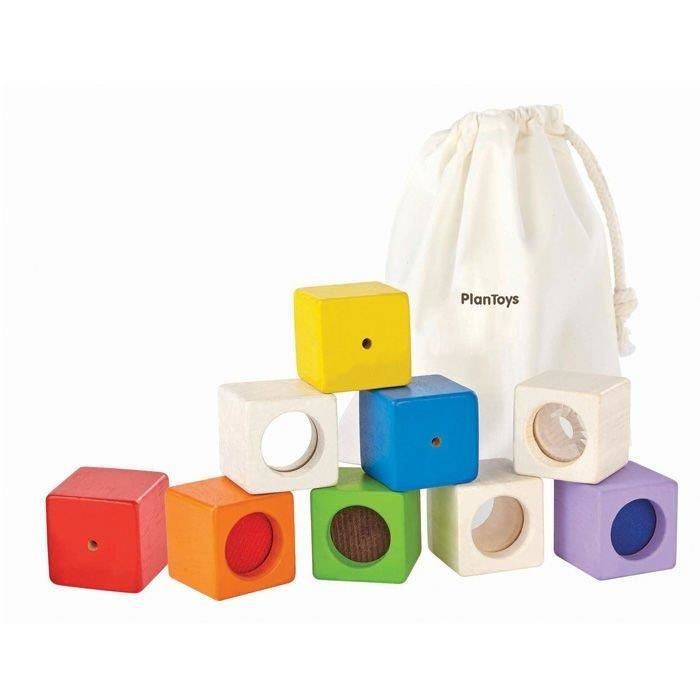 Klocki sensoryczne, interaktywne w woreczku / Plan Toys