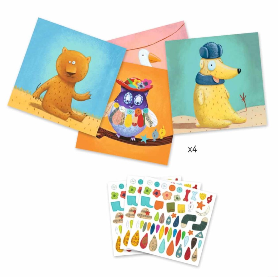 Zestaw artystyczny z naklejkami ZWIERZĘTA / Djeco DJ08932