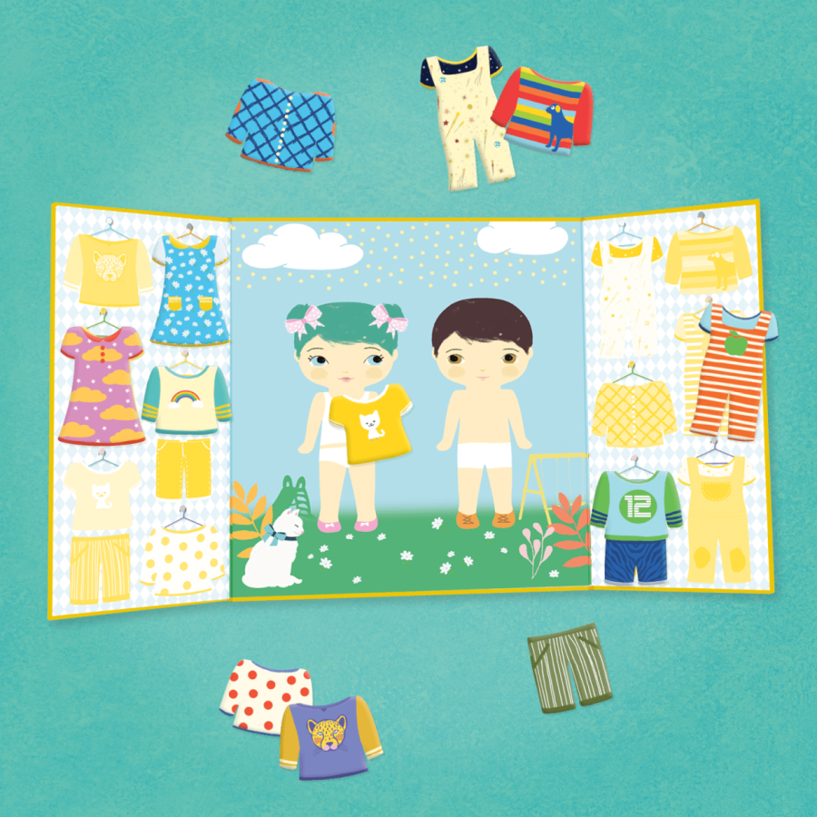 Zestaw z naklejkami wielokrotnego użytku - UBRANIA / Djeco DJ09070