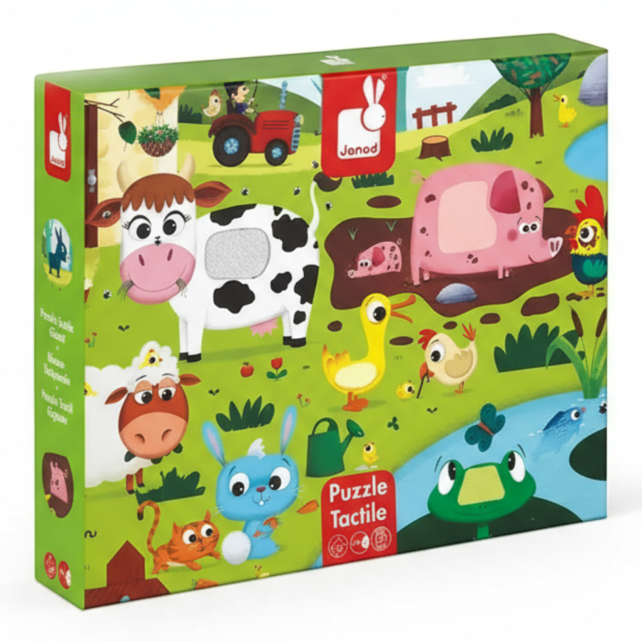 Puzzle sensoryczne 20 elementów Farma / Janod