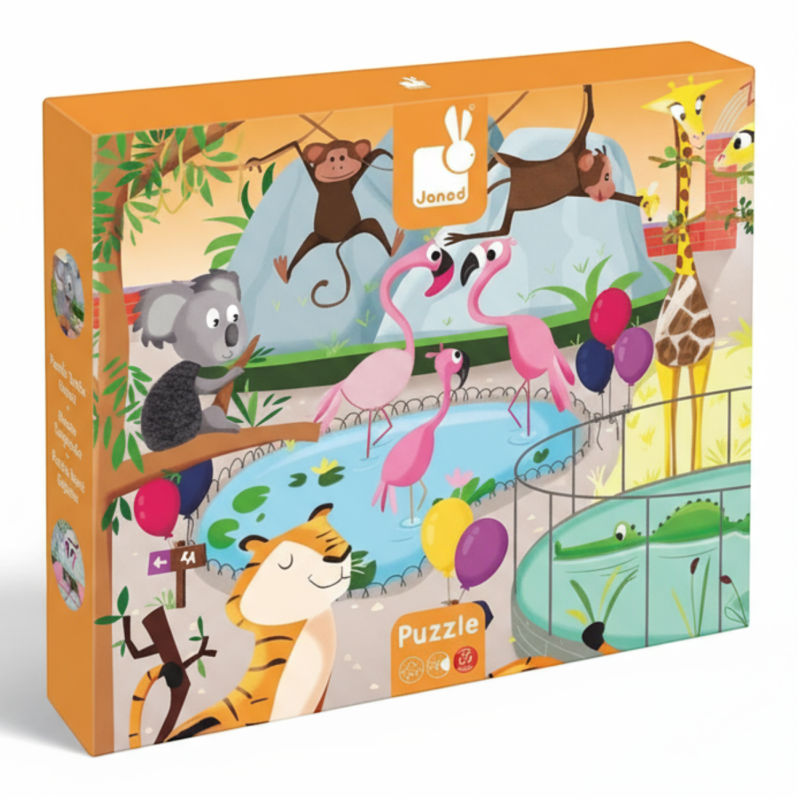 Puzzle sensoryczne 20 elementów Wycieczka do zoo / Janod
