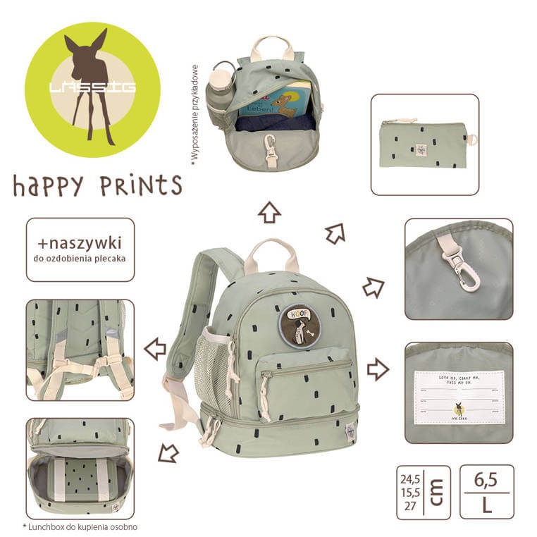 Plecak mini Happy Prints oliwkowy / Lassig