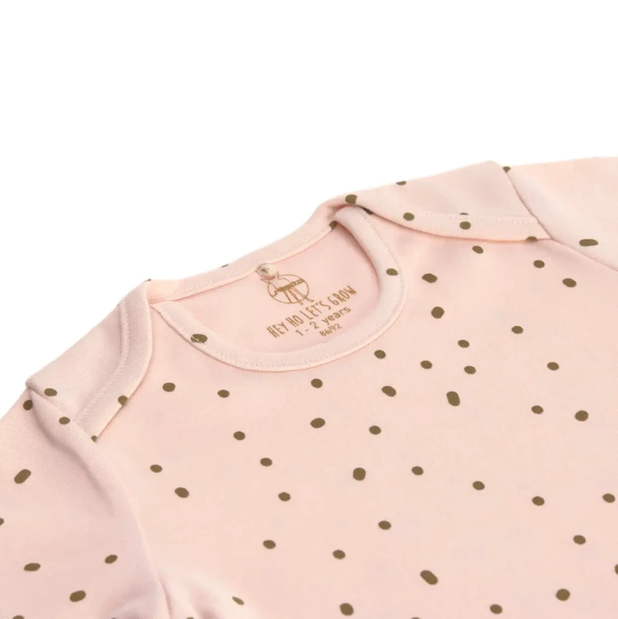 Body z długim rękawem GOTS, Dots powder pink / Lassig