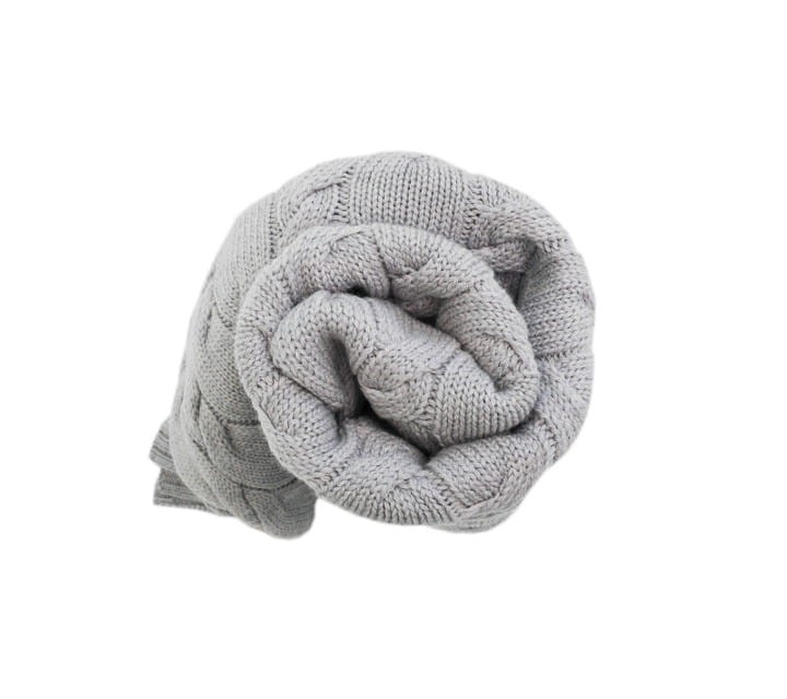 Kocyk z wełny merino - szary, kolekcja PREMIUM / Lullalove