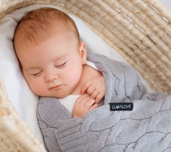 Kocyk z wełny merino - szary, kolekcja PREMIUM / Lullalove